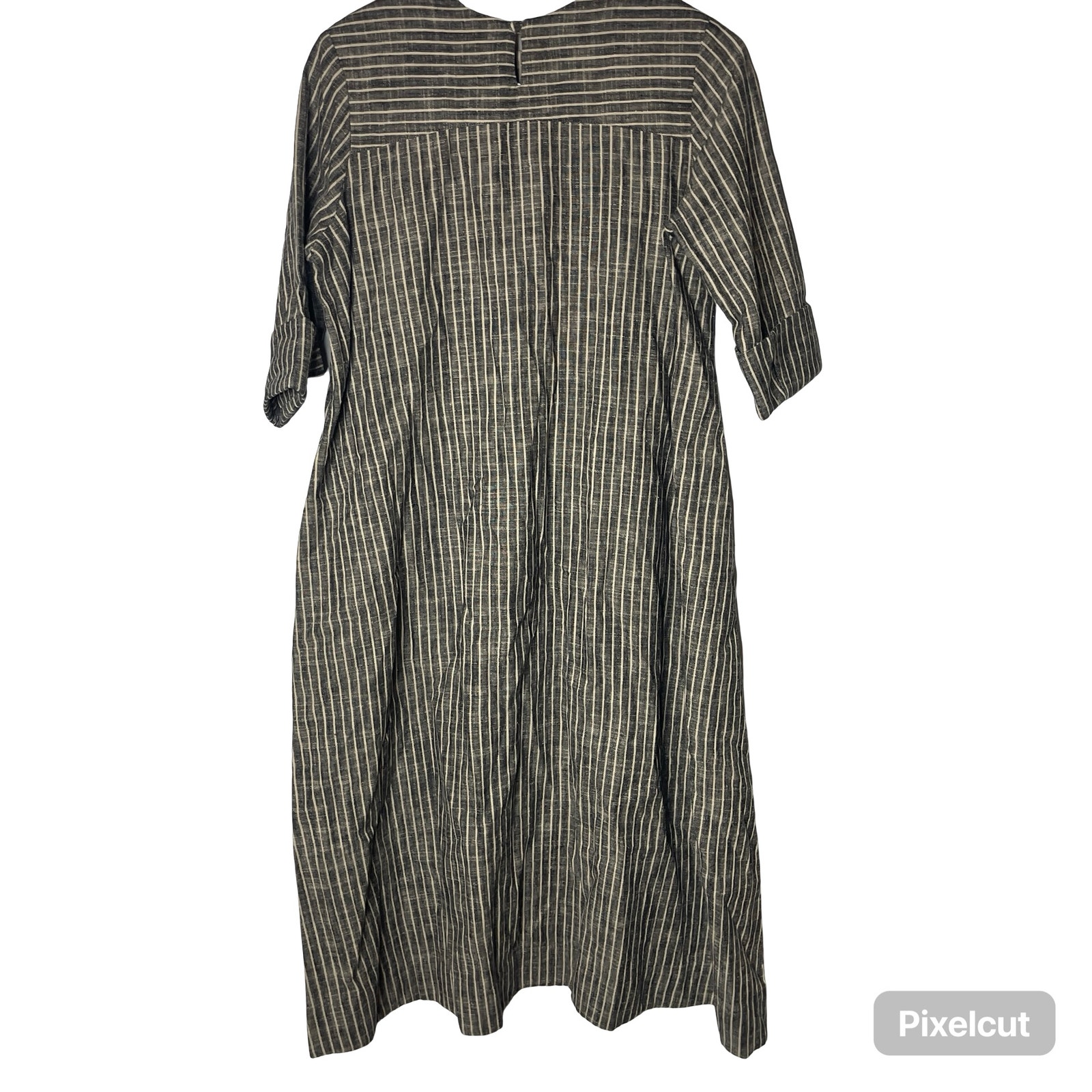 7115 By Szeki Striped Square Hem Linen Blend Midi Dress Sz Xs — image 5 of 8